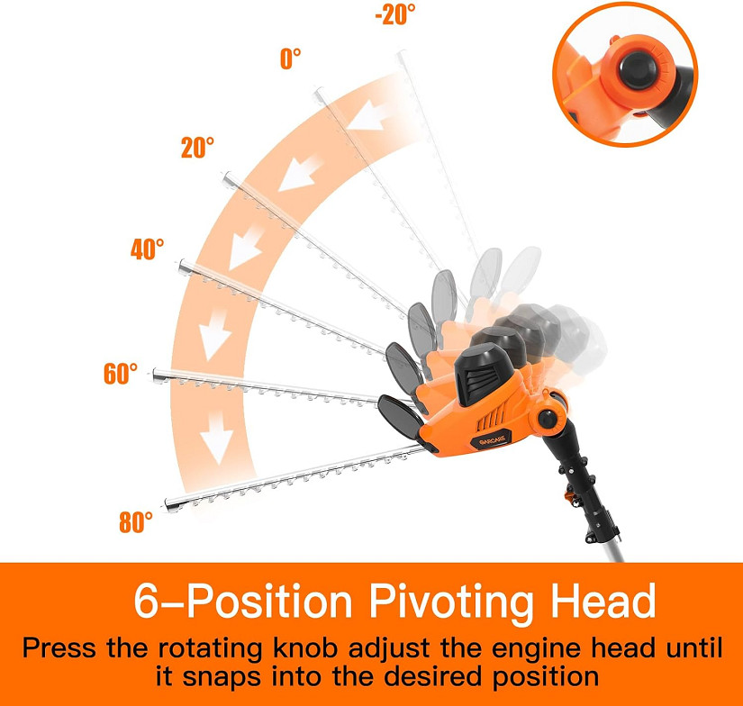 Garcare Corded Pole Hedge Trimmer/Extension Pole Saw with 18" Laser Cut Trimmer Blade - 4.8A - Extends up to 2.5m - Orange (Model: GPHT07) image 2