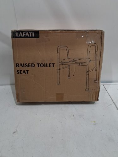 LAFATI HEAVY DUTY RAISED TOILET SEAT WITH HANDLES - 330LBS CAPACITY - GREY image 2