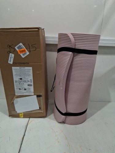 Amazon Basics Thick Exercise Yoga Mat with Carrying Strap - 24"X74" - ROSE image 2