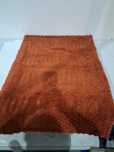 vessia soft flannel fleece throw blanket - 50" x 70" - BURNT ORANGE image 2