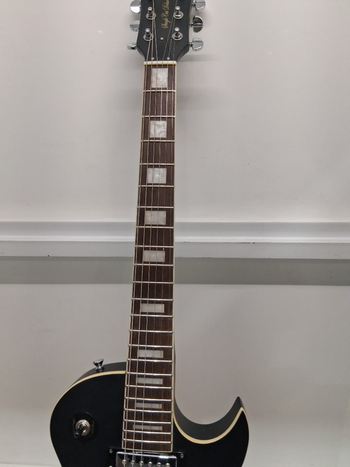 Leo Jaymz 39" Full Size Leo Jaymz Single Cut Curved Top Electric Guitar - black image 5