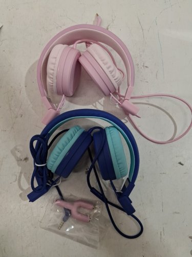 2pk kids mpow wired Headphones with Sharing Splitter - blue/PINK (model: bh360a) image 2