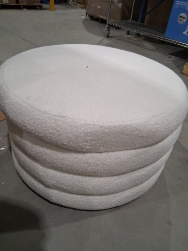 FiveWillowise Round Sherpa Ottoman Coffee Table with Storage - 30" - CREAM WHITE image 5