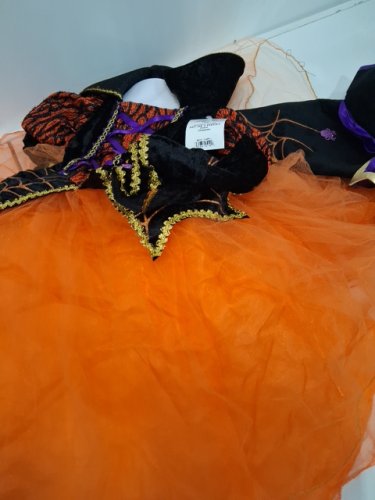 2PC ORANGE WITCH COSTUME SET - SMALL/PETITE - ORANGE, BLACK AND PURPLE (STYLE:1000173) image 2