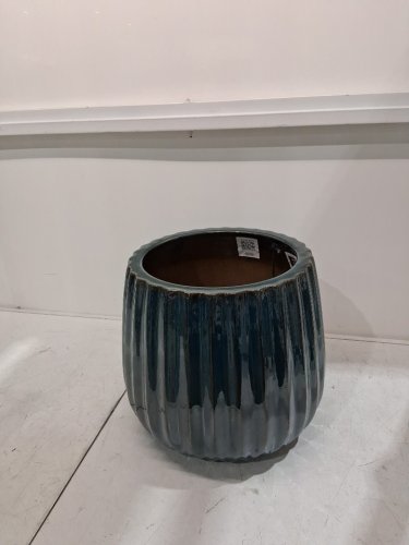 ceramic outdoor planter with drainage hole - 14" - blue (model: 1933873) image 3