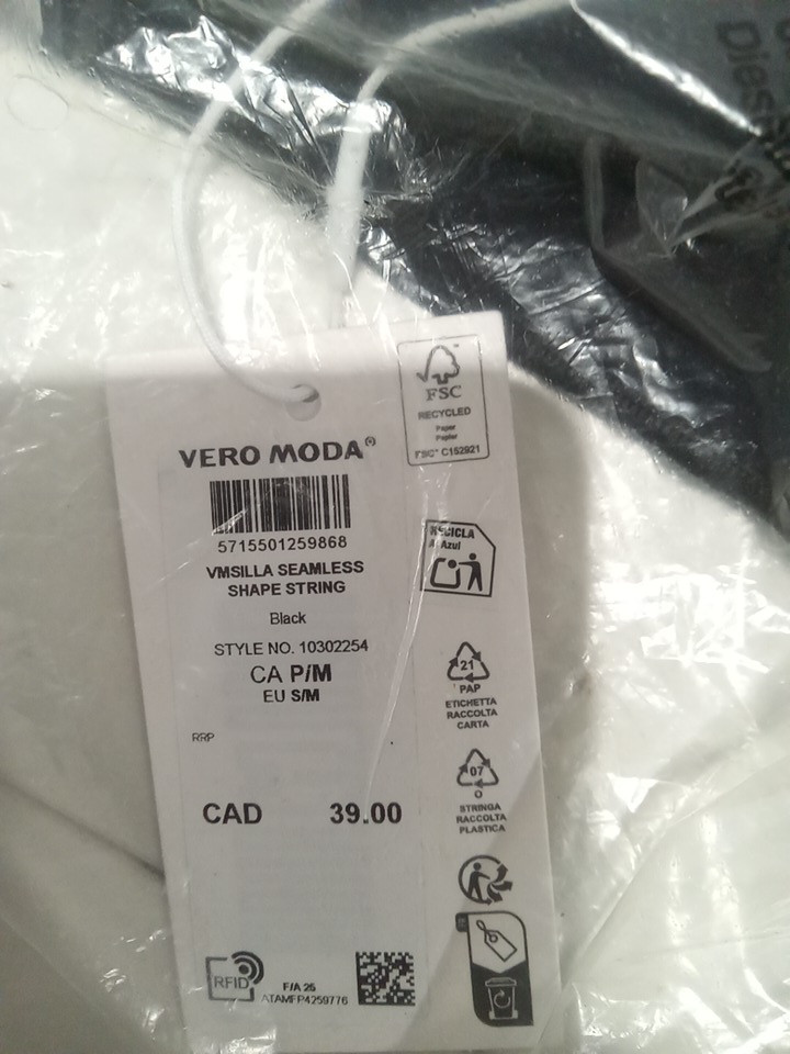 VERO MODA silla SEAMLESS SHAPE STRING SHAPEWEAR - small/medium - BLACK (STYLE: 10302254) image 3