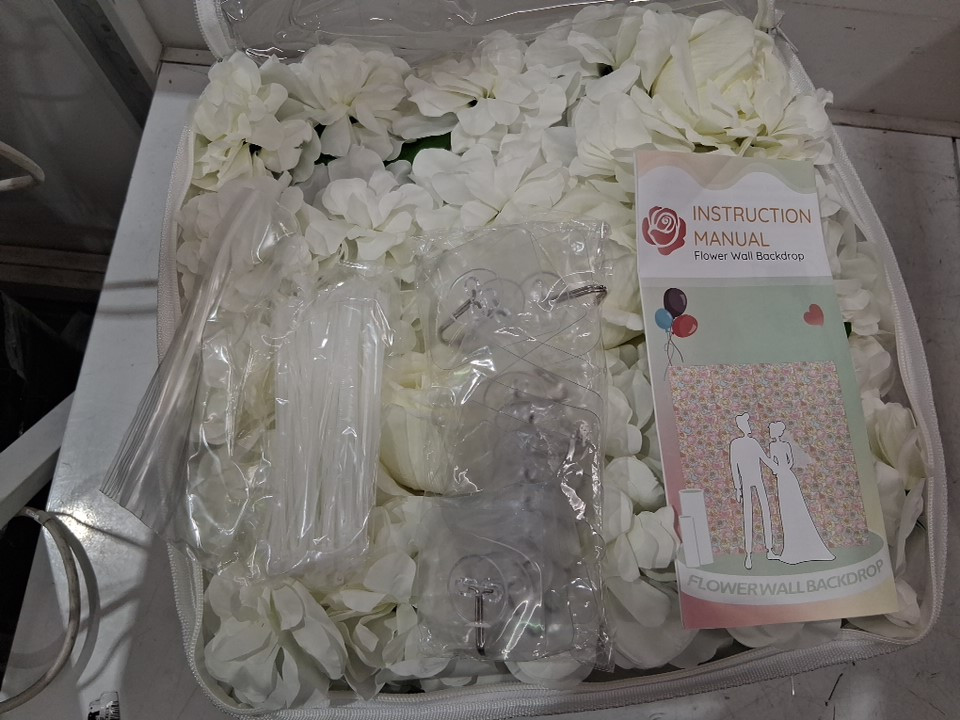 12PK White Artificial Flower 3D Backdrop Panels for Party,Baby Shower,Wedding -15" x 15" each - white image 4