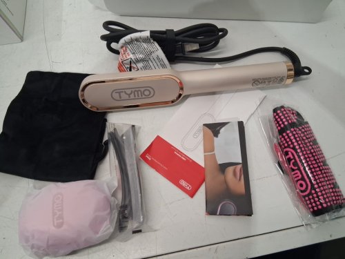 TYMO RING HAIR STRAIGHTENING COMB WITH ANTI SCALD AND 60 SECOND HEAT UP - INCLUDES HEAT MIT, 2 CLIPS AND A BRUSH - gold image 3