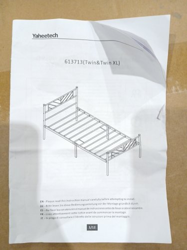 Yaheetech Platform Bed Foundation with Arrow Design Headboard - TWIN - black (model: 613713) image 7