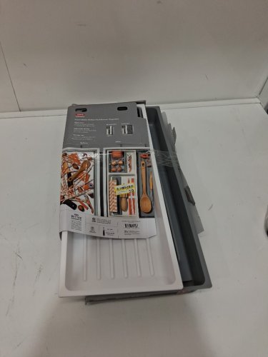 OXO GOOD GRIPS EXPANDABLE KITCHEN TOOL DRAWER ORGANIZER - 16" LONG - 7"-13" WIDE - GREY/WHITE. image 2