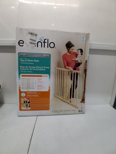 EVENFLO WALK-THRU TOP OF STAIRS extra wide BABY & PET GATE - 32" x 30" - 48" - NATURAL WOOD brown (MODEL: 1050500 1050) image 2