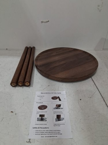 wooden round side/end table -16" x 19" 40LBS max - brown/wood image 2