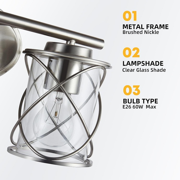 MAVCADONF Bathroom Vanity 3-Light Wall Mounted light fixture - Brushed Nickel (Model: PM2108N-3B-BN) image 2