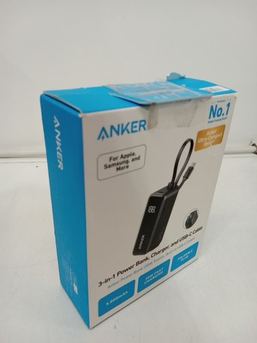 Anker 3-IN-1 Power Bank With Built In USB-C Cable - 5000MAH - 30W - Black (MODEL: A1636H11-1) image 2