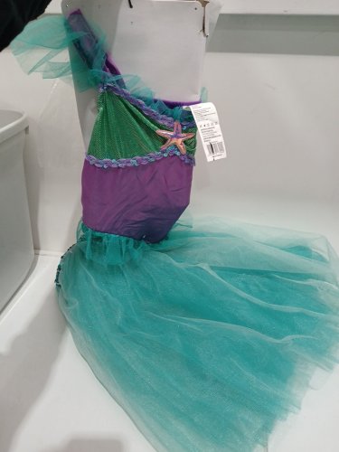 2pc girls mermaid dress and headband costume - large - teal purple image 3