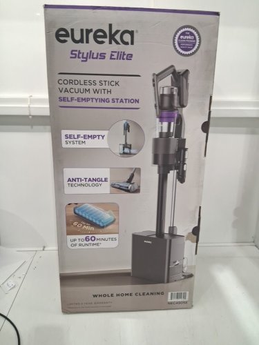 Eureka Cordless Rechargeable 3-IN-1 Stick Vacuum Cleaner WITH CLEANING STATION & ANTI-TANGLE NOZZLE FOR ALL FLOORS - GREY/PURPLE (MODEL: NEC490SE) image 4