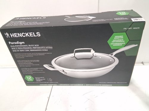 HENCKELS PARADIGM DUAL PERFORMANCE TRI-PLY WOK WITH LID - 12" - GREY/STAINLESS STEEL (MODEL: 1883276) image 2