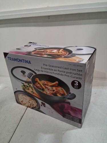 3PC tramontina pre-seasoned cast iron set - 7QT (11") - BLACK (MODEL : 1901865) image 2