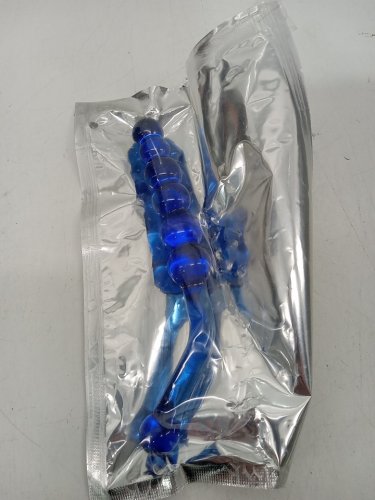 Waterproof Glass Beaded Anal Bead Toy - 5" - Blue image 4