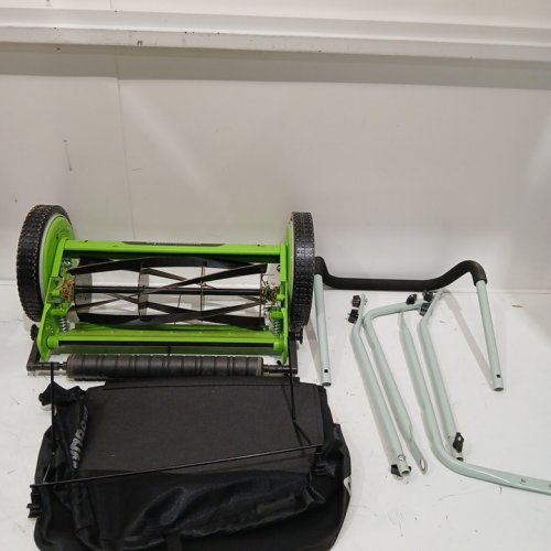 GreenWorks 16" Reel Lawn Mower with Grass Catcher - Green (Model: 25052) image 3