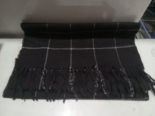 Windowpane 100% Cashmere Shawl - OSFM - Black/White image 2