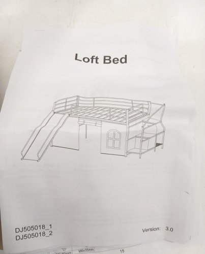 loft bed with slide and under bed play area- 45.5" x 93" - Black image 8