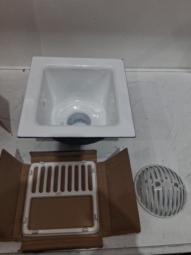 zurn Acid Resisting Enamel Coated Floor Sink with 3" No-Hub Connection and 6" Sump Depth - 12" x 12" - white - (model:fd2375-nh3) image 4