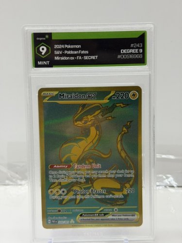 DEGREE GRADED 9 MINT 2024 POKEMON S&V PALDEAN FATES MIRAIDON EX FA SECRET #243/091 CARD image 3