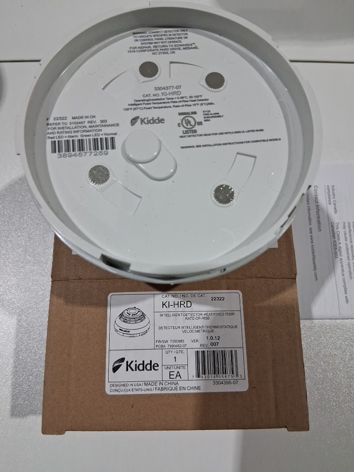 Kidde Intelligent ADVANCE programmable fire/HEAT Detector - 135 °F (57 °C) fixed temperature alarm point - 15 °F (8.3 °C) per minute rate-of-rise - (Model: KI-HRD) image 3