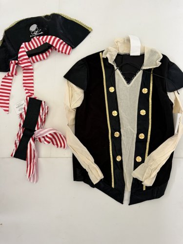 3PC BOYS PALAMON BUCKLING BUCCANEER COSTUME SHIRT, HAT, SASH BELT - LARGE (10-12) - WHITE/BLACK/RED/GOLD (STYLE: 6879C (L) image 4