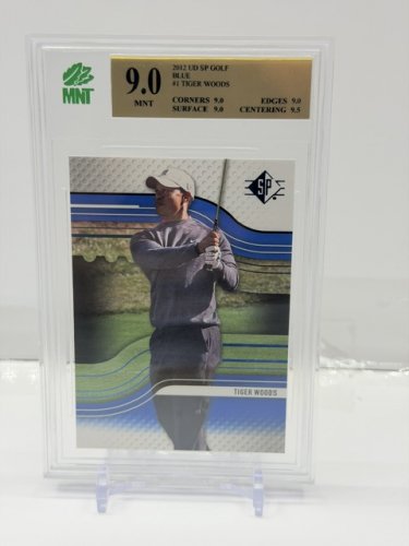 MNT GRADED 9 TIGER WOODS 2012 UPPER DECK SP GOLF BLUE #1 CARD image 3