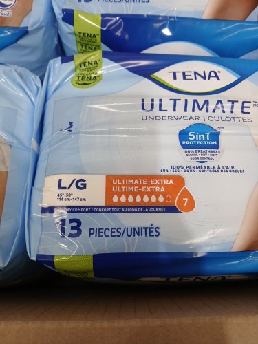 52pk adults UNISEX TENA ULTIMATE 3X EXTRA DRY & ODOR PROTECTION UNDERWEAR - LARGE (45" - 58") (MODEL: 072323 V-01) image 3