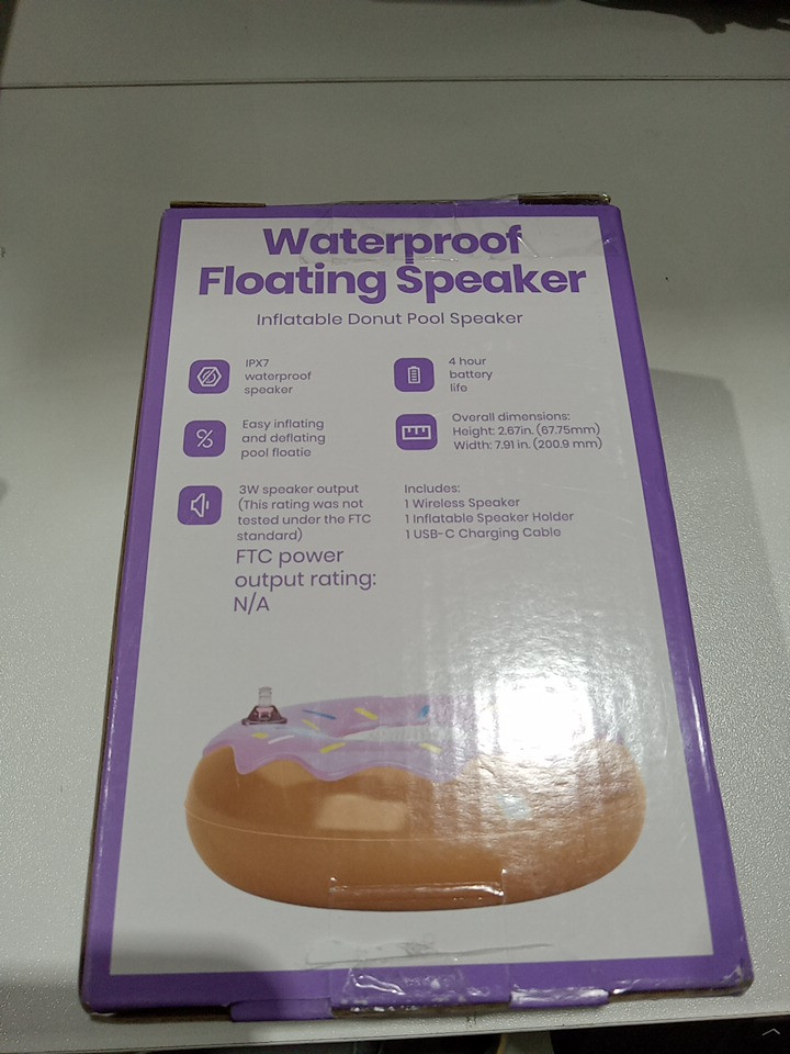 Gems waterproof Bluetooth floating inflatable pool speaker - 2.5" x 8" - Donut image 3