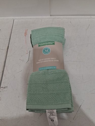 6PK MARTHA STEWART 100% COTTON KITCHEN DISH TOWELS - 17" X 28" - GREEN/white stripe  (STYLE: 3400110) image 2