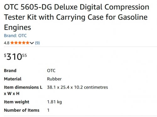OTC Deluxe Digital Compression Tester Kit with Carrying Case for Gasoline Engines image 2