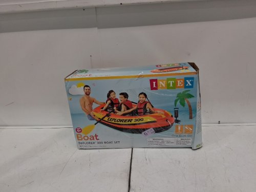INTEX EXPLORER 300 INFLATABLE BOAT SET FIT FOR 3 PEOPLE - ORANGE/YELLOW (MODEL: 58332EP) image 2