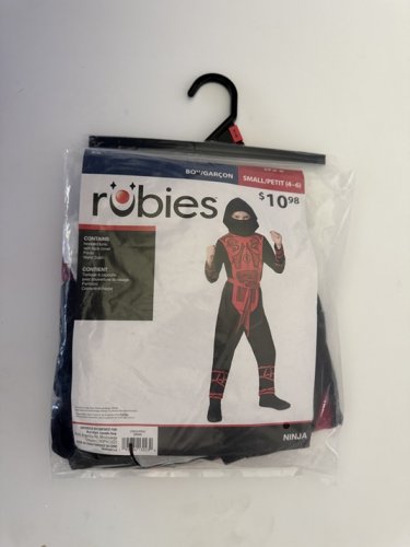 3PC BOYS RUBIES NINJA COSTUME - SMALL (4-6) - BLACK/RED (STYLE: 1000486) image 2