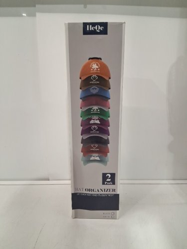 2PK ADHESIVE Baseball Cap HAT WALL RACK Organizer - HOLDS UP TO 40 HATS - BLACK image 2