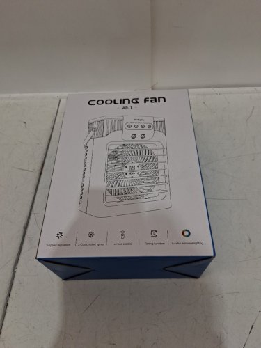 TIOKVIOP 4-in-1 personal portable evaporative air cooling fan with remote, 3 wind speed, 3 cool mist, 2-8 hour timer, and led light - WHITE (model: ab-1) image 2