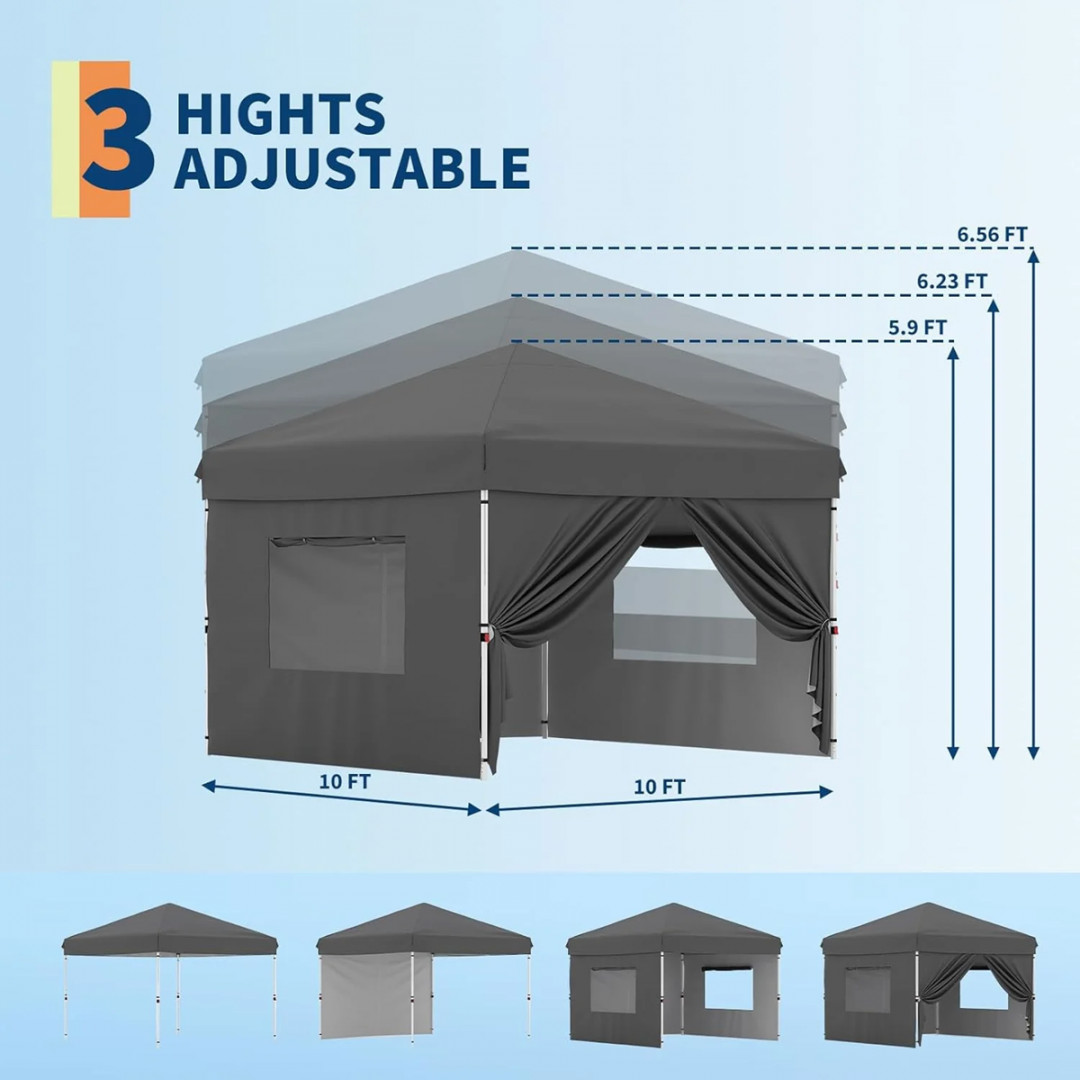 Garvee Pop Up Canopy Tent with 4 Removable Sidewalls - 10FT - BLACK (MODEL: pho_10b7zzq3) image 2