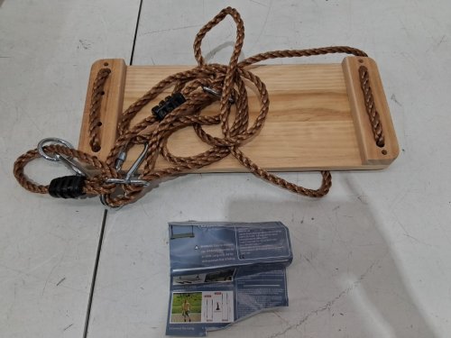 Kids Kinspory Adjustable Wooden Swing Seat - 39" to 63" - Natural Wood (Model: KH-228) image 3