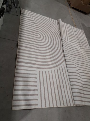 Boho geometric jacquard Area Rug - 9ft x 12ft - beige/white image 2