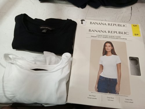 2pk women's Banana Republic Essential T-Shirts small- black/WHITE (Style:1975771) image 2