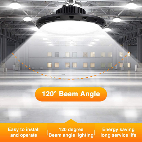 CHMLT UFO LED commercial High Bay Light - 13.38" - 200W 100-277V 30000LM 5000K - black (Model: CHMLT-UFO-200W) image 2