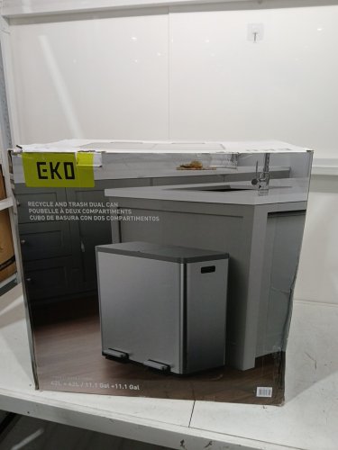 EKO ECOCASA PLUS DUAL COMPARTMENT STEP TRASH CAN WITH REMOVABLE LINERS - 42L PER SIDE (84L TOTAL) - GREY/BLACK (MODEL: 1925451) image 2