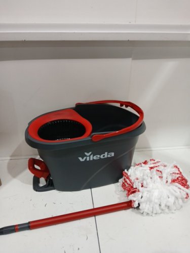 Vileda EasyWring Spin Mop Bucket Floor Cleaning System with Power Mop Head & extendable handle - red/grey (model: 172880/10683010609981/183310) image 3