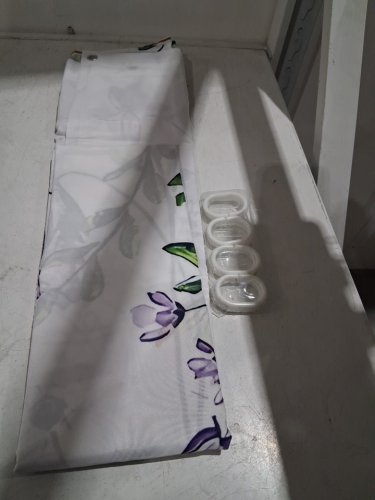 Dznils Floral Fabric Shower Curtain WITH 12 HOOKS -72" x 72"- PURPLE/WHITE (MODEL: 6UPU6PWWZIXX) image 2