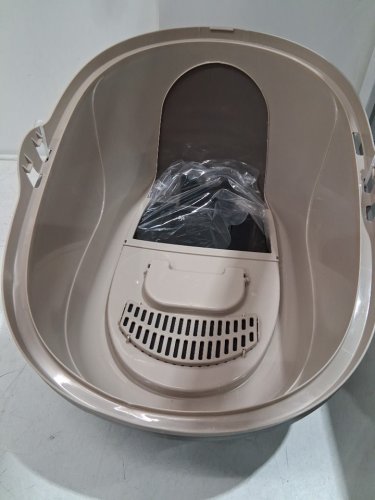 AMAZON BASICS NO-MESS ENCLOSED HOODED CAT LITTER BOX - BEIGE image 4