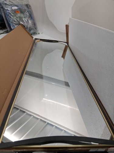 Harritpure arched full length Floor mirror with Built-In Stand - 58" x 18" - gold (Model: GXZJ-1858-G) image 3