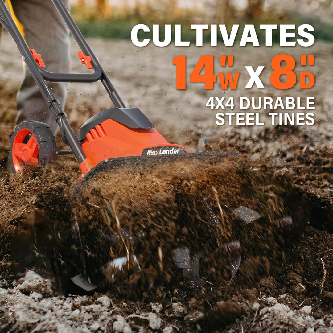 MAXLANDER Electric Tiller Cultivator Corded Tiller - 12Amp - 14" (MODEL: ML-ACTL01) image 2